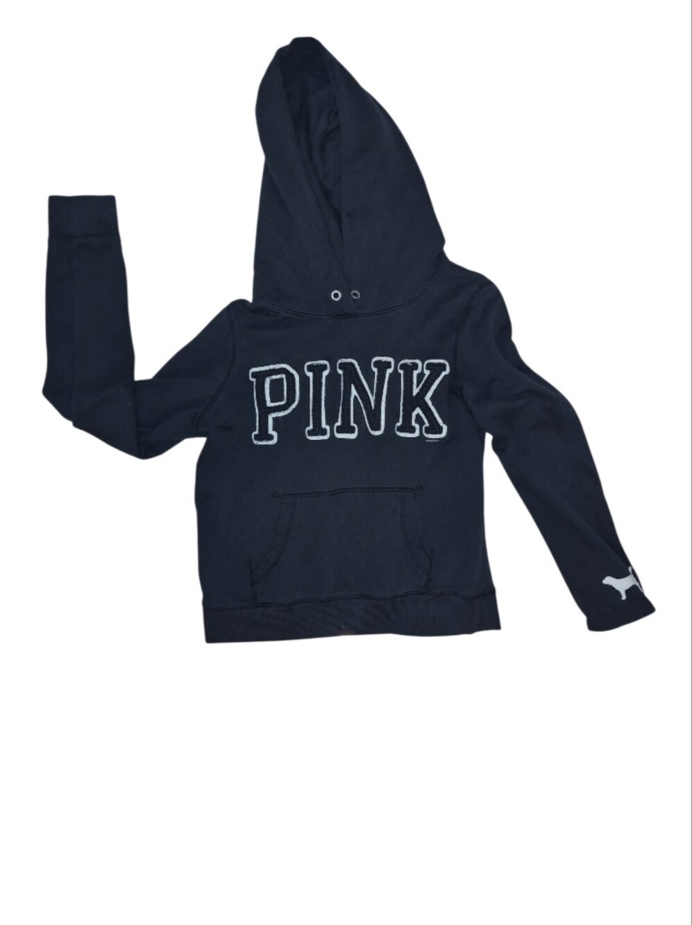 PINK Victoria's Secret Black Pullover Hoodie with White Logo